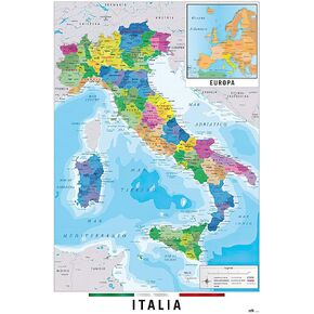 POSTER STOP ONLINE Map of Italy - Poster/Print (Italian Language Version) (Size 24" x 36")