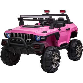 Aosom 53" L 2-Seater 12V Police Car Ride On Truck with Remote Control, Battery Operated Electric Car for Kids with Suspension, MP3 Player, Lights, Music, Horn, Red