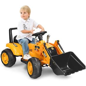 Costzon Ride on Car, Excavator Toy w/Front Loader, Horn, Forward/Backward, Controllable Digging Bucket, Digger, 6V Battery Powered Electric Vehicle Construction Tractor, Electric Car for Kids