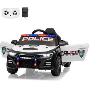 12V Police Car Ride On Car for Kids, Battery Powered Ride On Toys with Remote Control, Flashing Lights, Alarm Sound, Music, Megaphone,Cop Cars for Boys Girls