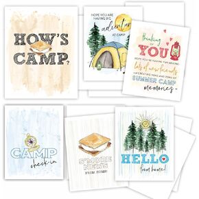 Cards for Kids at Sleepaway Camp Essentials for Girls, Boy's 6 Pk Camp Notes from Parents, Letters from Home, I Miss You Notes from Mom, Summer Stationery from Grandma, Notecards of Encouragement