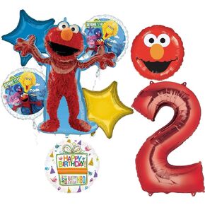 Sesame Street Elmo 2nd Birthday Party Supplies Balloon Bouquet Decorations