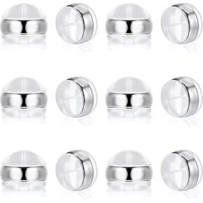 12 Pcs Silicone Flat Earring Backs for Studs Ear Wires Fish Hooks, Locking Secure Earring Backs for Heavy Droopy Earrings Hypoallergenice Soft Clear White