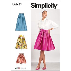 Simplicity Misses' Pleated Skirts Sewing Pattern Kit, Code S9711, Sizes 4-6-8-10-12, Multicolor