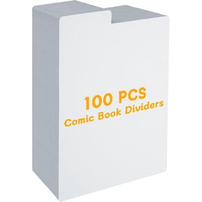 SHUESS 100 Pack Comic Book Dividers Plastic Dividers with Tabs White Frosted Card Separator for Comic Book Storage Boxes