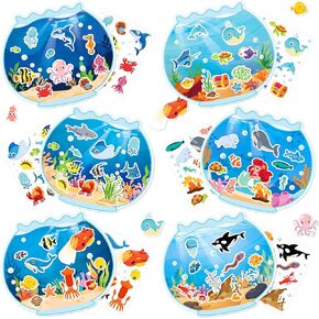kortes Ocean Animal Face Sticker - 30 PCS Sea Animal Aquarium Scene Make a Face Sticker Sheets for Kids Make Your Own Sea Fish Tank Scene Craft Games for Kids Classroom Activities