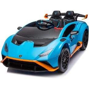 24V Kids Ride on Car, Compatible for Lamborghini Electric Car, Licensed Lamborghini Huracan STO with 4 Wheels Sports Car Toys with LED Headlights, Remote Control &Two-Point Safety Belt,Pink