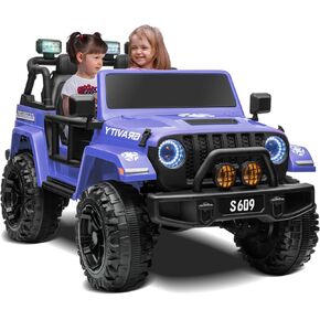 OTTARO 2 Seater Ride on Car Truck, 12V Large Electric Cars Vehicles, 2 Seater Battery Powered Cars for Kids with Remote Control, Spring Suspension, LED Lights, Music(Blue)