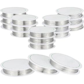 Mixweer 15 Pcs 5 Size Copper Wire 18 20 22 26 32 Gauge Tarnish Resistant Jewelry Wire for Jewelry Making 121 Yard Metal Beading Crafting (Silver)