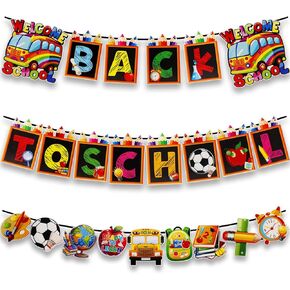 Back to School Banner Decorations, 3 Strings First Day of School Banner for Welcoming Back to School Party Decorations