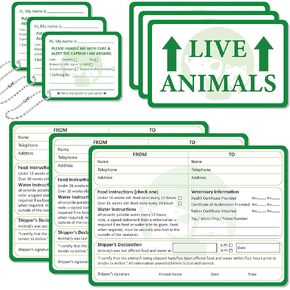 50 Pcs Live Animal Stickers Labels for Airline Cargo Crates Includes Fragile Arrow Markings Great for Shipping Packing Safely This Side Up Handle Warning Care Tags