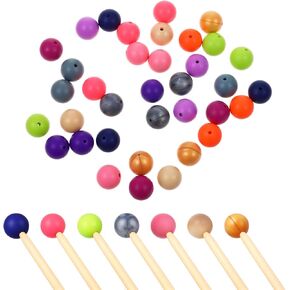 HJZHII 36 Pcs Beads Knitting Needle Stoppers, Knitting Needle Point Protectors 15mm Round Silicone Needles Point Protectors Finishing Needles Accessories Fit for Craft DIY