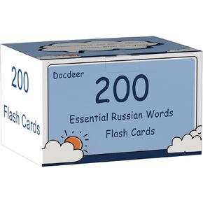 200 Essential Russian Words Vocabulary Flash Cards Flashcard for Beginners Adults | Learn Russian for Beginners Adult