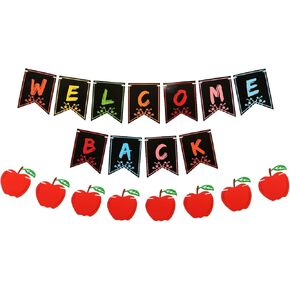 AIEX Welcome Back to School Banner Welcome Bulletin Board Banner Teacher Supplies for Classroom Decorations(Pre-Assembled)