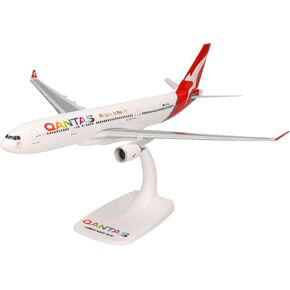 Herpa Snap-Fit Model Airplane Airbus A330-200 Qantas Pride is in The Air, Airplane, Miniature in Scale 1:200, Collector's Item, Model with Stand, Plastic