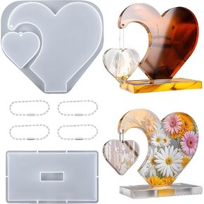 Resin Heart Mold，Ymapinc One Big and One Small Heart Molds Silicone，Silicone Molds for Crafts，DIY Picture Frame Display，Art Crafts Table Home Decor Gift