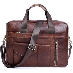 Genuine Leather Business Briefcase Laptop Handbag, Crossbody, Premium Quality, Spacious Design, Versatile Carrying Options