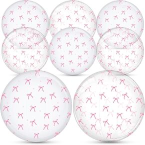 6 Pcs 16'' Pink Bow Beach Ball Bulk Coquette Party Inflatable Ball Blow up White and Transparent Bottom Swimming Pool Toys for Coquette Summer Hawaiian Tropical Party Decorations Favors