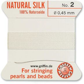 Griffin Bead Cord 100% Natural Silk White #2