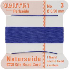 100% Silk Beading Thread, Dark Blue, Size 3, 10 Pack | BDC-240.03