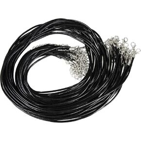 pson 20PCS 24Inch Black Braided Leather Cord Rope with Lobster Clasp, 2mm Width Leather Necklace Chain for Pendant, DIY, Jewelry Making