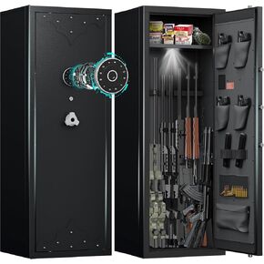 KAER 12-15 Gun Safe,Long Gun Safe for Home Rifle and Pistols, Large Unassembled Rifle Safe with 3 Removable Gun Racks, Digital Gun Cabinet with 4 Pistol Pockets