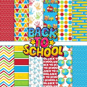 Whaline 60 Sheets Back to School Pattern Paper Double-Sided Back to School A5 Scrapbook Specialty Paper For DIY Decorative Background Card Making Photo Album Junk Journal Deco