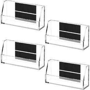 4 Pcs Acrylic Magnetic Business Card Holder Clear Plastic Business Card Display Stand Plastic Wall Mount Name Holder for Office Desk Home