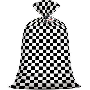 KIDAJOY Extra Large Checkered Race Car Plastic Gift Bag 36x56 Inch Jumbo Black and White Checkered Gift Bags XL Racing Car Themed Boys Happy Birthday Party Favors Decorations
