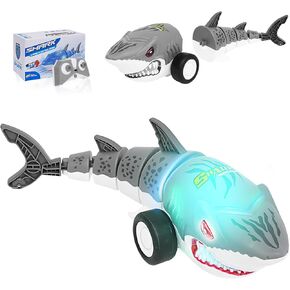 Remote Control Shark Cars Toy,RC Toy Car, RC Monster Truck for Boys 6-12 Year Old,360°Rolling Turns & Slides with Lights Cool Outdoor Toys Birthday Gift for Boy Kids Gifts (Black)