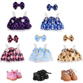 Clothes for Doll, 5 Pack Clothes for 17cm Doll Include 3 Pairs of Shoes, Perfect for Play & Display, Doll Outfits Accessories for Collectors (No Dolls)