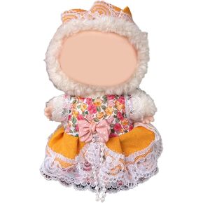 17 CM Doll Clothes Set Pink Dress + Pink Bow Hair Charm + Pearl Necklace(No Doll Included), Stylish Cute Outfit Dress-Up Clothes for Doll Accessories(LBB Clothes 3)