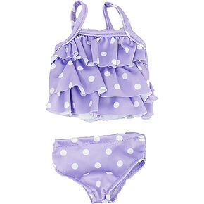American Fashion World Lavender Polka Dot Bathing Suit for 14-Inch Dolls | Premium Quality & Trendy Design | Dolls Clothes | Outfit Fashions for Dolls for Popular Brands