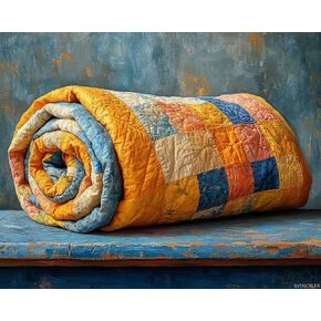 SVINOILER Paint by Number, Patterned Quilt Folded at Bed Edge, Adult Crafts Adults Paint by Number Kits, Room Decor Gift for Birthday Festival 16x20 inch, No Frame