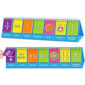 Fraction Manipulatives Elementary School Fraction Circles Decimal Percentage Flip Chart, Math Manipulatives 1st 2nd 3rd 4th 5th Grade Classroom Must Haves Math Games Kids Homeschool Supplies