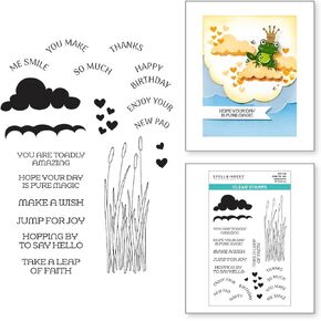 Spellbinders Jump for Joy Sentiments Clear Stamp Set, Metal