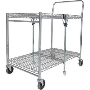 Bostitch Office Stowaway Folding Utility Cart, NSF Certified, Metal Heavy Duty Design, 23.5" x 37.5" x 39", Chrome
