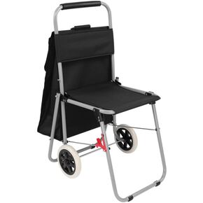 Creative Mark The ArtComber Folding Big Wheeled Portable Rolling Chair/Art Cart with Storage - Black