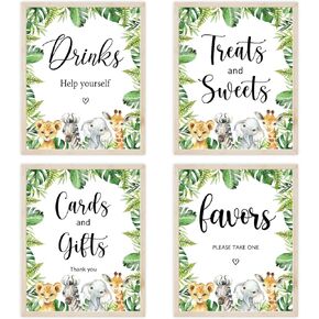 4PCS Animal Table Sign Centerpieces for Baby Shower Supplies,Safari Theme Decorations Birthday Party Supplies (8x10in)
