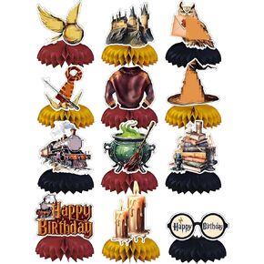 12 Pcs Magical Honeycomb Centerpieces, Magical Wizard Theme Birthday Decoration Party Supplies Centerpiece Table Decorations Toppers Perfect for Themed Party,Birthday, Halloween