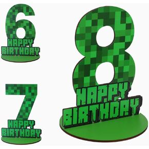 Pixel رقم 7 مركزية لافتة عيد ميلاد ، خشبي رقم السابع علامة لصالح بوي فتاة الأطفال السابع ديكورات حفلة عيد ميلاد