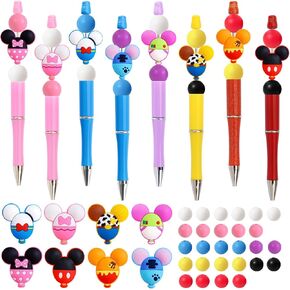 Ohjijinn 8Pieces Beadable Pens Kit Funny Focal Beads for Pens DIY Ballpoint Pens Beadable Items Silicone Focal Beads for Pens DIY Making Kit (Mix)