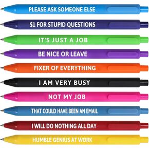 Funny Pens for Adults Sarcastic Pen with Sayings Novelty Black Ink Bulk Set Swear Ballpoint Pens for Coworkers Colleagues Office Gift Supplies 10Pcs