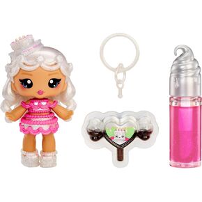 Yummiland Lip Gloss Doll: Sour Sweeties - Misty Cakes Includes DIY Lip Gloss + Removable Keychain, Cosmetic Play, Collectible, Ages 4+