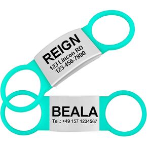 TagME 2 Pack Personalized Dog Tag, Dog Tags for Name Engraved, No Jingle Slide on Cat ID Tag, for Puppy Small Medium Large Dogs