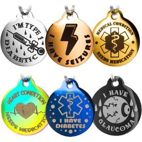 Engraved Dog/Pet Tags Personalized Deaf, Special Medical Heart Condition, Glaucoma, Blind, Diabetic, Seizure, Allergy Small