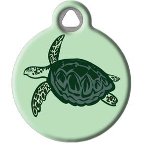 Dog Tag Art Sea Turtle Personalized Pet ID Tag for Dogs and Cats, Silent Polymer Coated Stainless Steel Nametag with Customized Identification Information - Small .875" Diameter