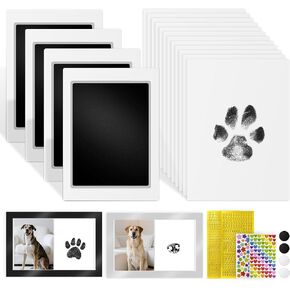 Dog Paw Print Kit, Inkless Paw Print Stamp with Magnetic Picture Frames, Clean Touch Ink Pads & Imprint Cards, Paw Print Impression Kit for Cat, Footprint Pawprint Nose Keepsake Kit, Pet Memorial Gift