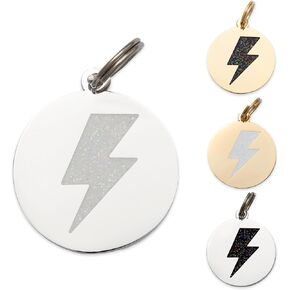 Two Tails Personalized Lightning Bolt Pet ID Tag - Custom Engraved Dog Tags for Pets - Durable Brass, Gold or Silver Plating