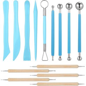 Guduling 14 Pcs Clay Tool Set,Blue Clay Tool,Modeling Clays Tools,Polymer Clays Tools for for Adults, Pottery Craft, Dotting, Carving, Drawing, Molding, Modeling